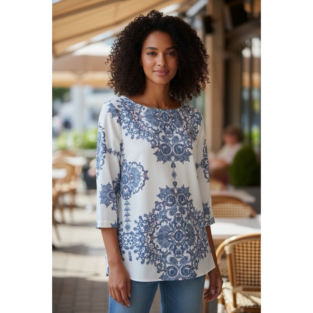 Kenar Women’s Multicolor Medallion Blouse Suze S Geometric Boho Carrer Business